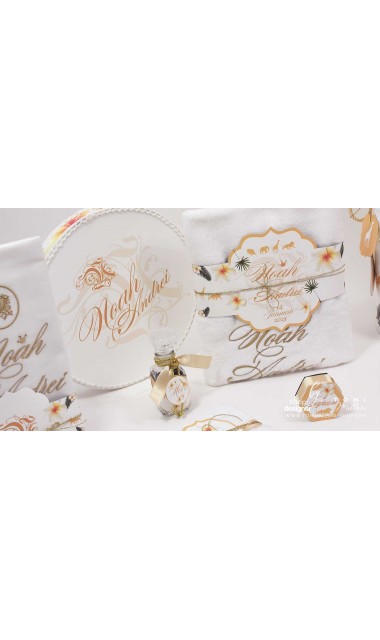 Trusou de botez cu broderie personalizata pentru baieti, Gold Jungle 10
